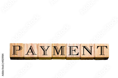 Word PAYMENT isolated on white background with copy space