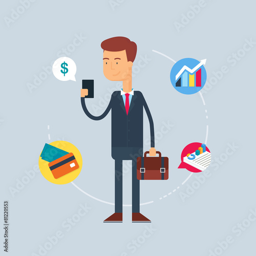 Character - businessman. Vector illustration, flat style