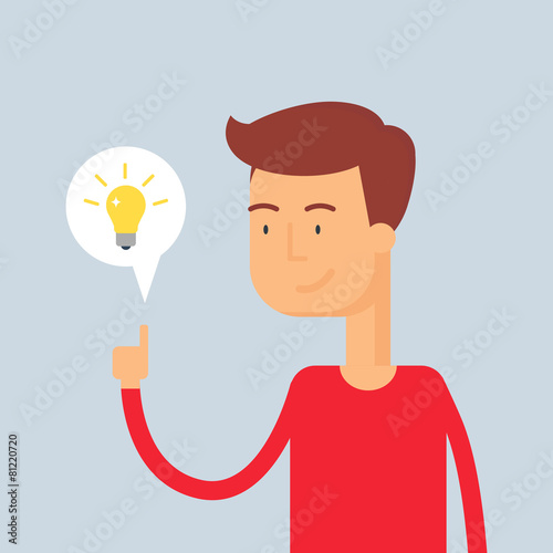 Idea concept with character. Vector illustration, flat style