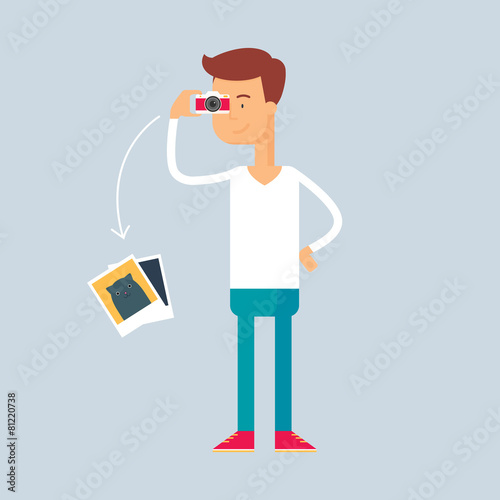 Character - photographer. Vector illustration, flat style