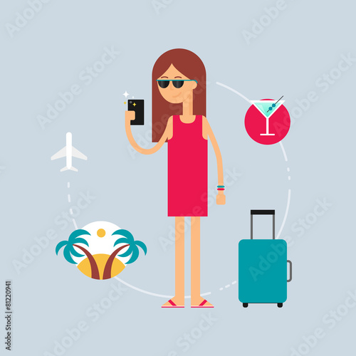 Character - tourist, travel concept. Vector illustration, flat s