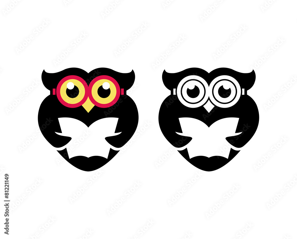 Owl geek color and black logo