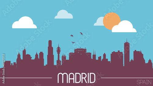 Madrid Spain skyline silhouette flat design vector