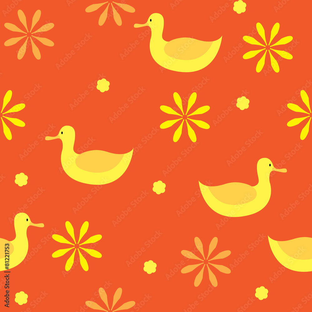 vector seamless pattern abstract background of ducks and flowers vector seamless pattern abstract background of ducks and flowers