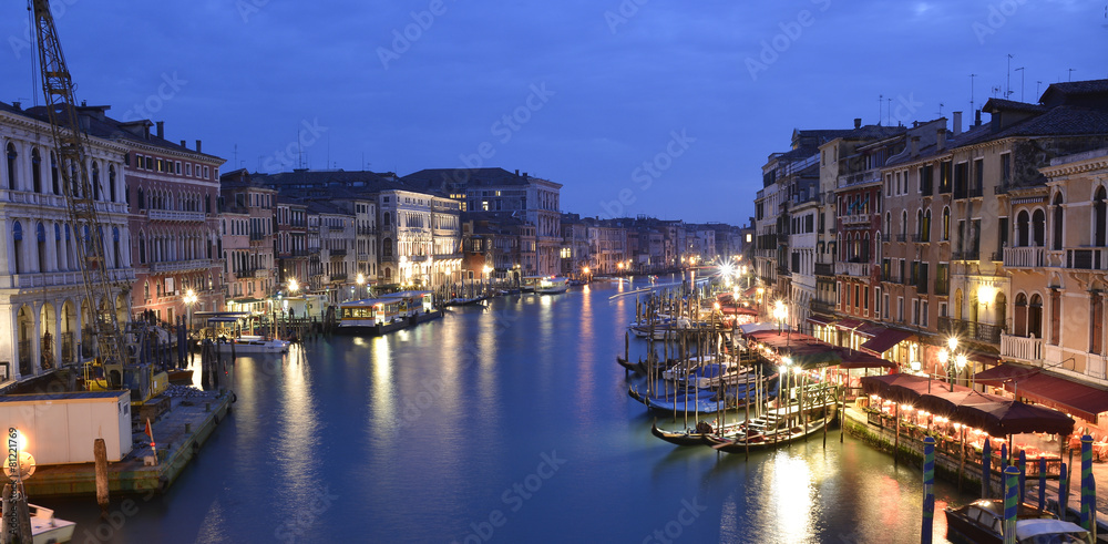 Night panorama of Venice city over the  Grand canal