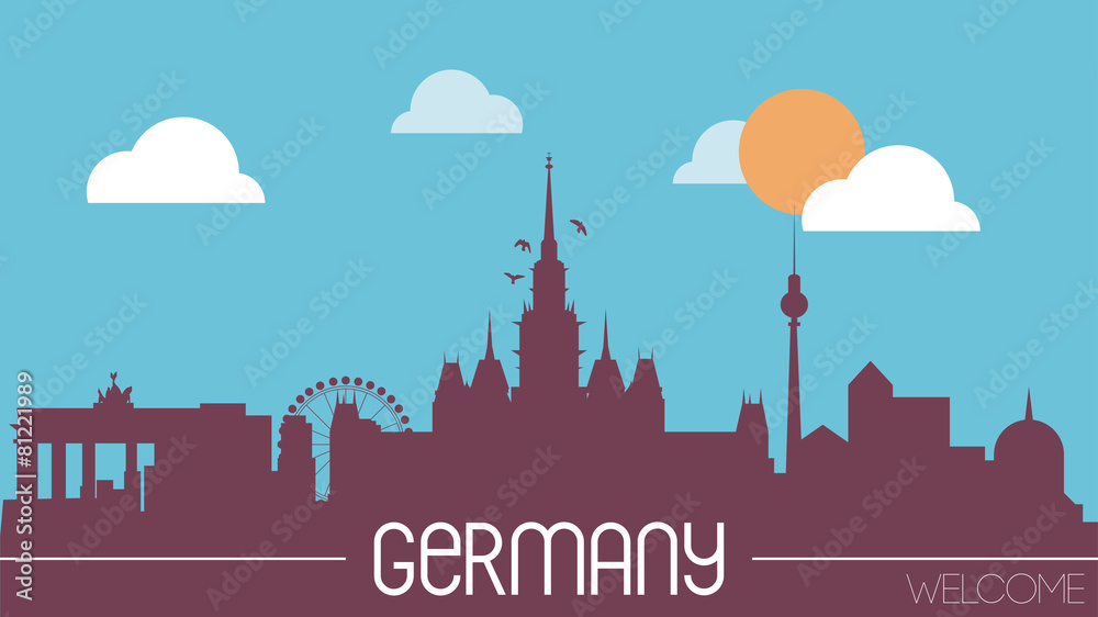 Germany skyline silhouette flat design vector illustration