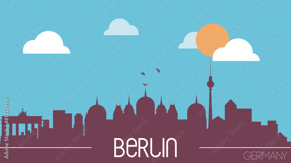 Berlin Germany skyline silhouette flat design vector