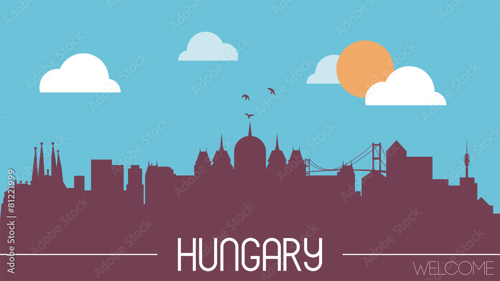 Hungary skyline silhouette flat design vector illustration