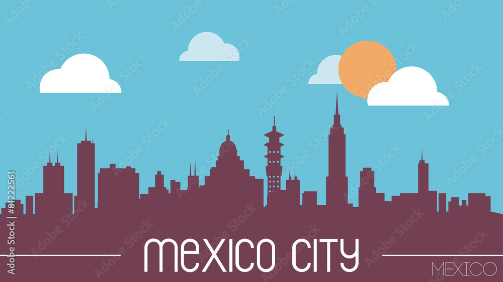 Mexico City skyline silhouette flat design vector