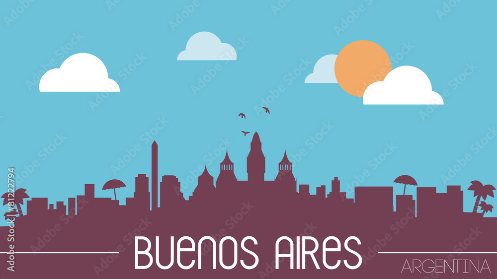 Buenos Aires Argentina skyline silhouette flat design vector