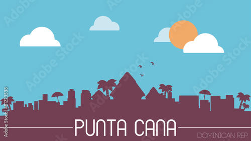 Photography Punta Cana Dominican Rep. skyline silhouette flat design