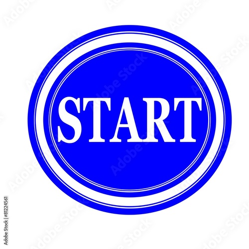 Start white stamp text on blue