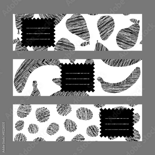 Set of Horizontal Fruit Banners. Healthy lifestyle invitations s