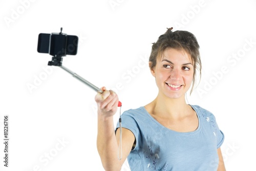 Casual brunette taking a selfie