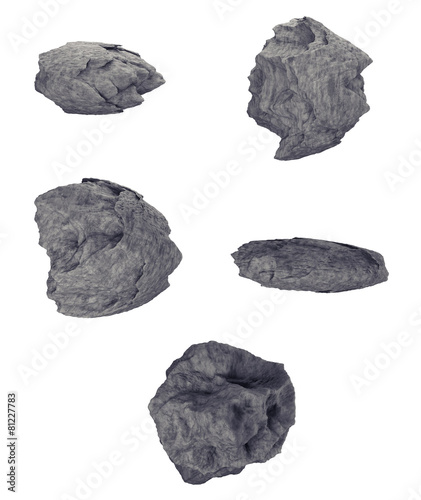 Rocks/Meteors Set isolated on white background