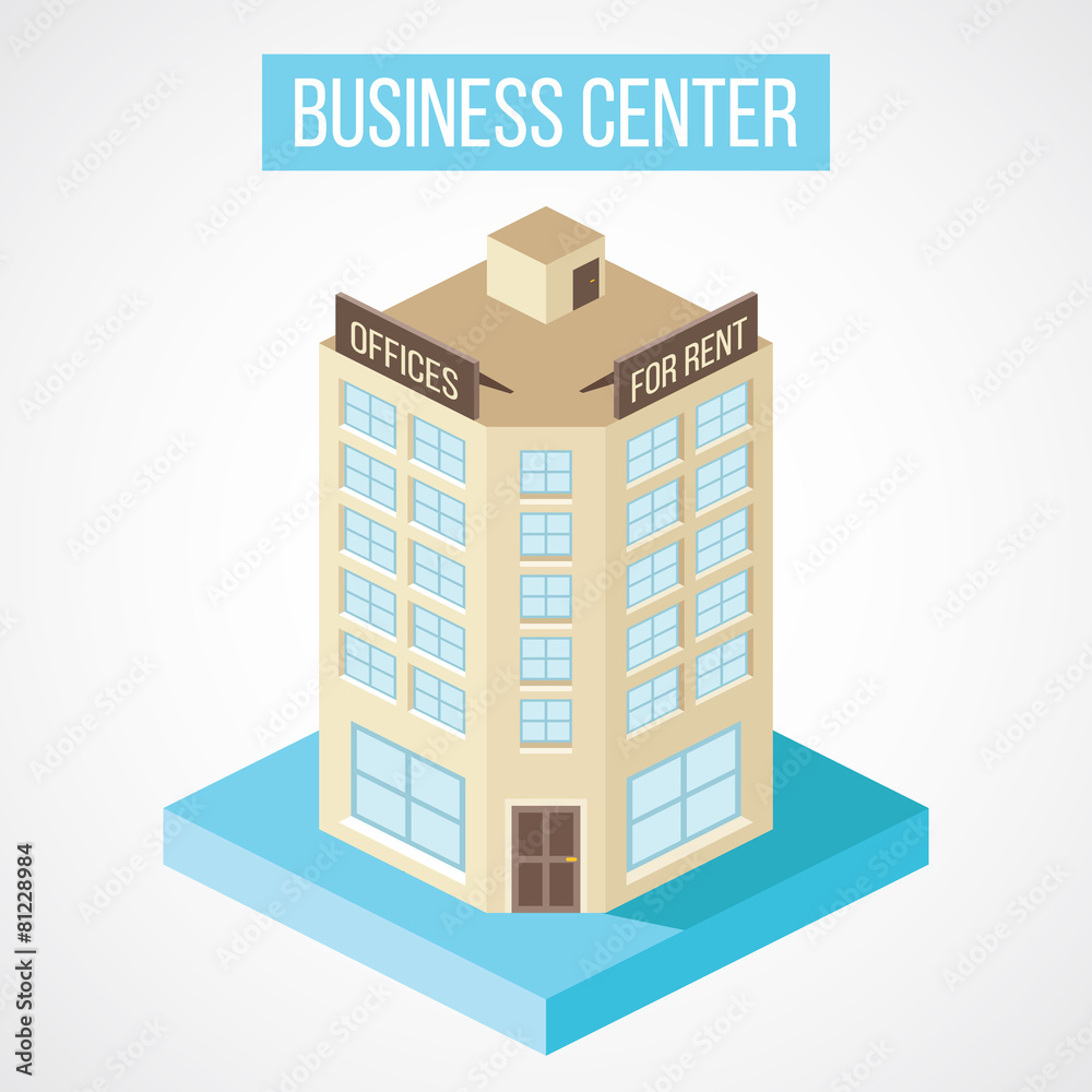 Isometric business center building Isometric business center building