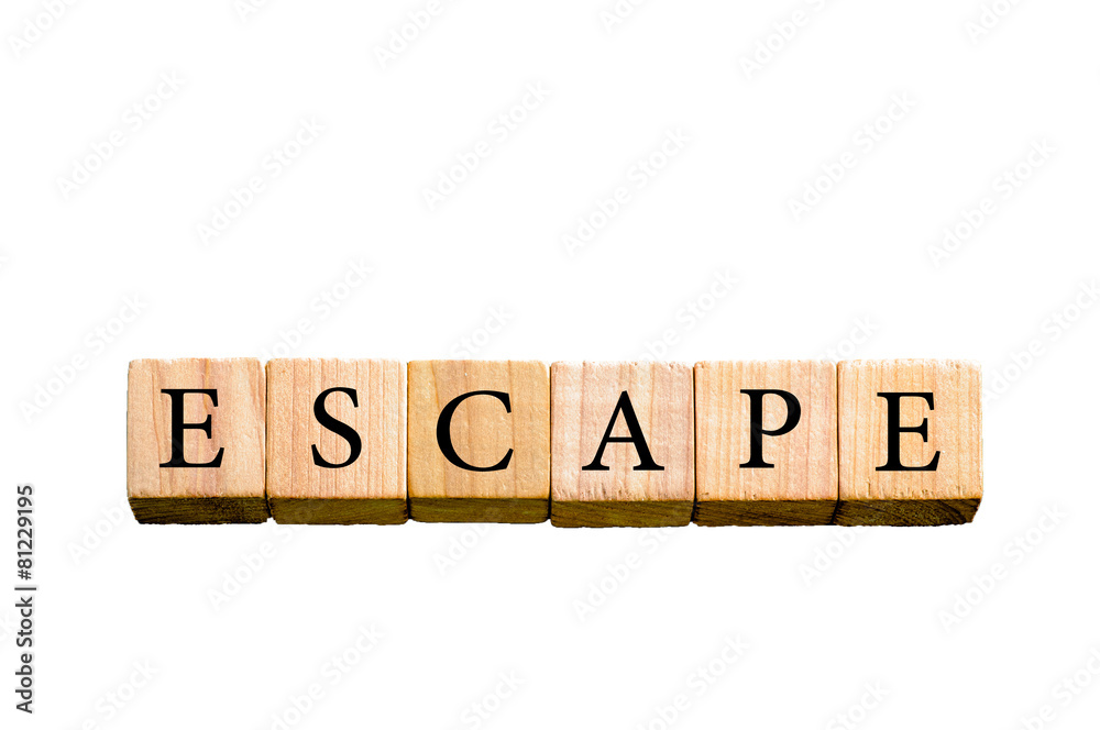 Word ESCAPE isolated on white background with copy space Word ESCAPE isolated on white background with copy space