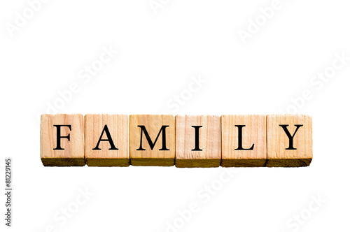 Obraz na płótnie Word FAMILY isolated on white background with copy space w salonie