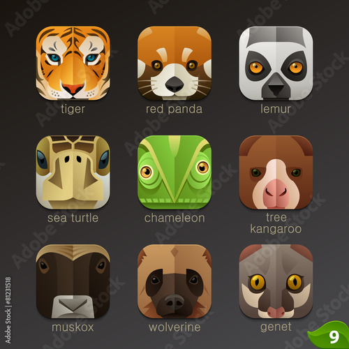 Animal faces for app icons-set 9