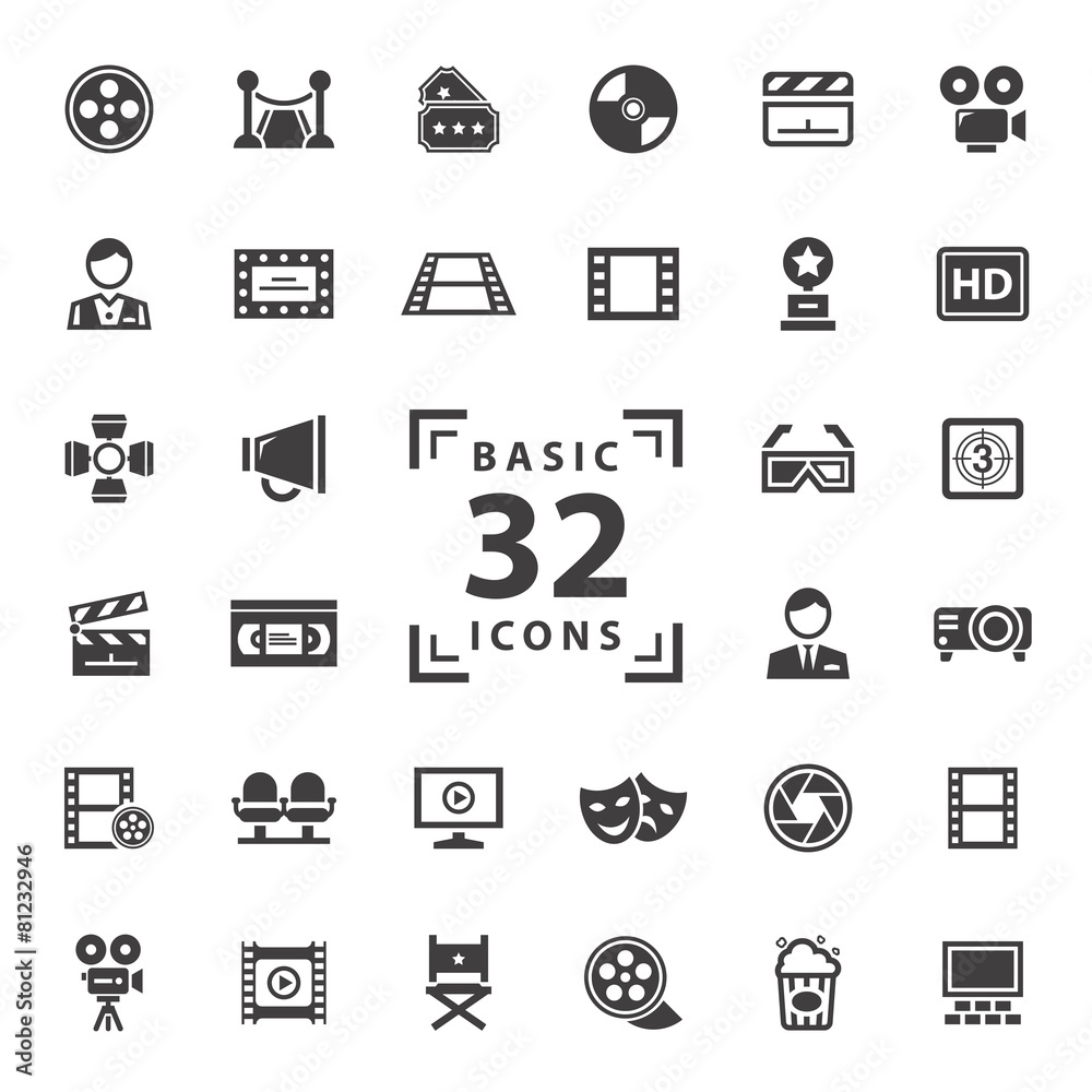 Movie icons set. Movie icons set.