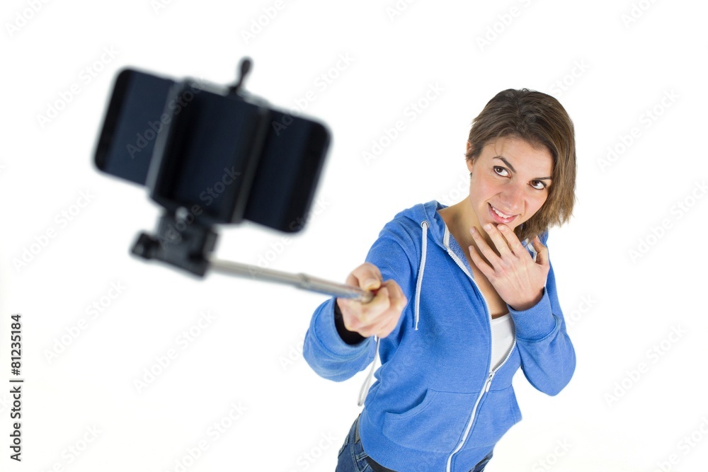 Casual brunette taking a selfie