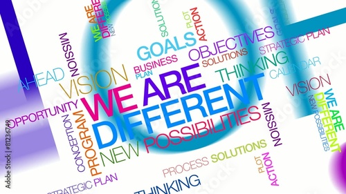 We are different colorful words tag cloud text