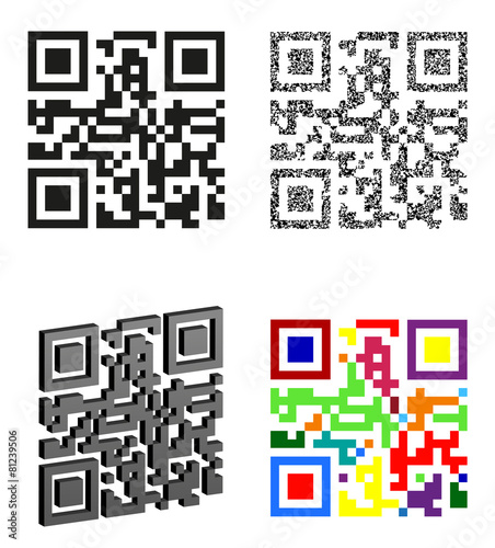set icons abstract qr code vector illustration