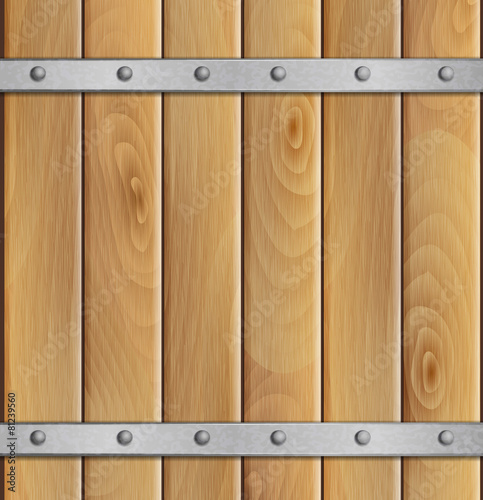 Wooden background with metal crossbar