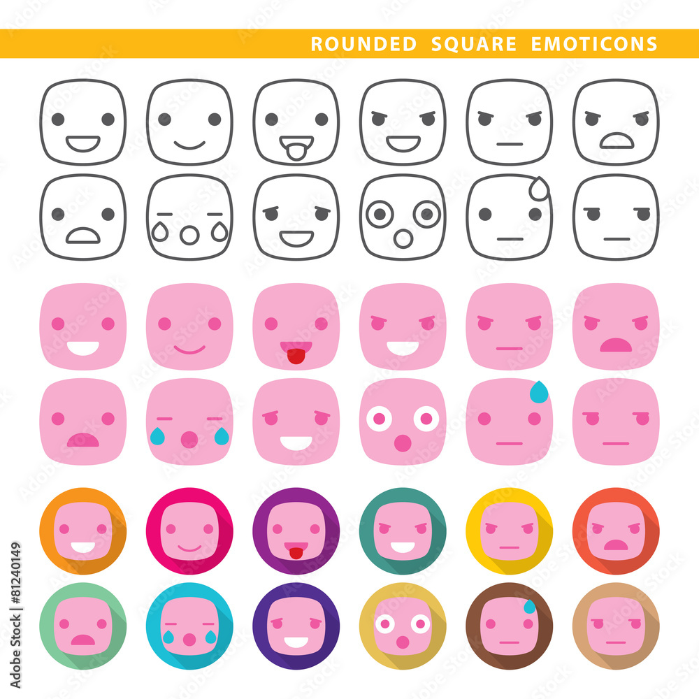 Rounded square emoticons. Rounded square emoticons.
