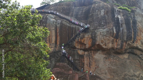 SIGIRIYA, SRI LANKA - FEBRUARY 2014: The view of the climb to the Rock Fortress in Sigiriya, an ancient palace located in the central Matale District near the town of Dambulla.