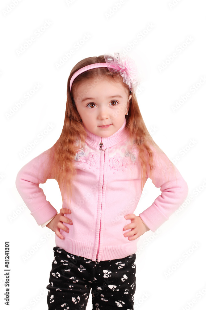 Portrait of a happy little girl , isolated over white Portrait of a happy little girl , isolated over white