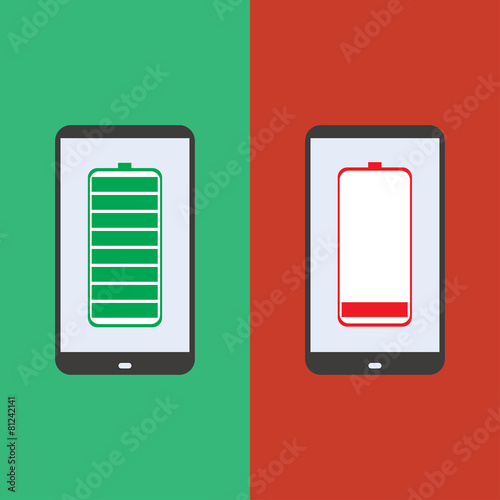 smartphone battery, flat design,