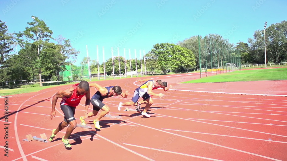 100m sprinters starting slow motion