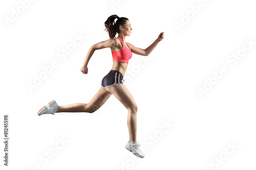 running woman isolated on white background