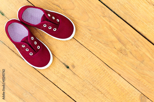 Shoes on wooden background