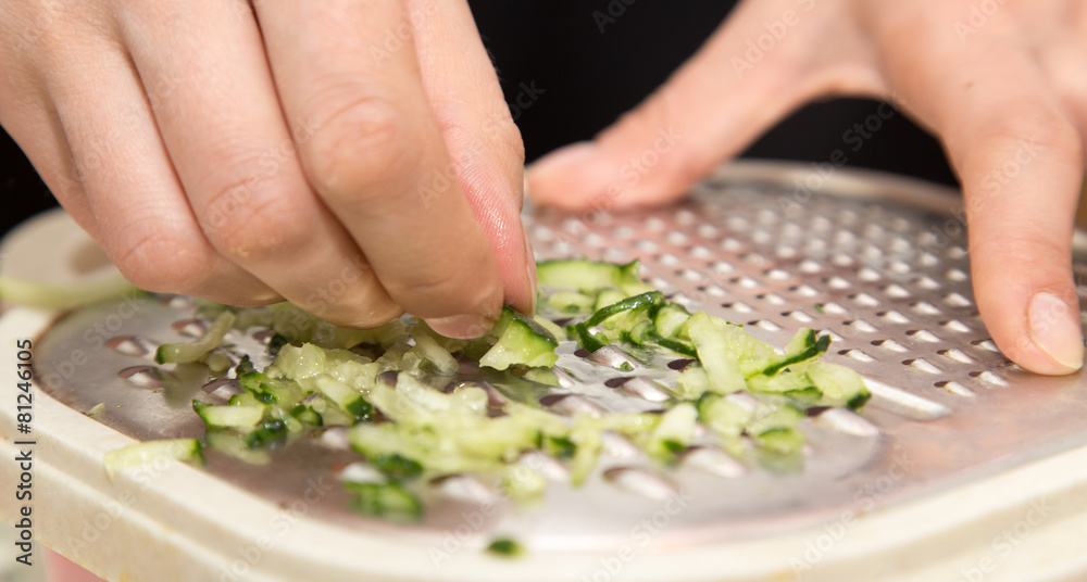 sliced cucumber on a grater