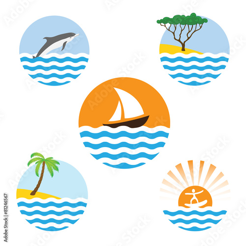 Set of sea logos