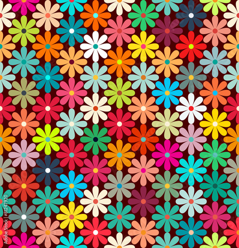 Fototapeta Naklejka Na Ścianę i Meble -  Seamless pattern of bright colorful flowers. retro colors