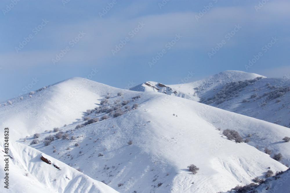 snowy slopes of the Tien Shan Mountains