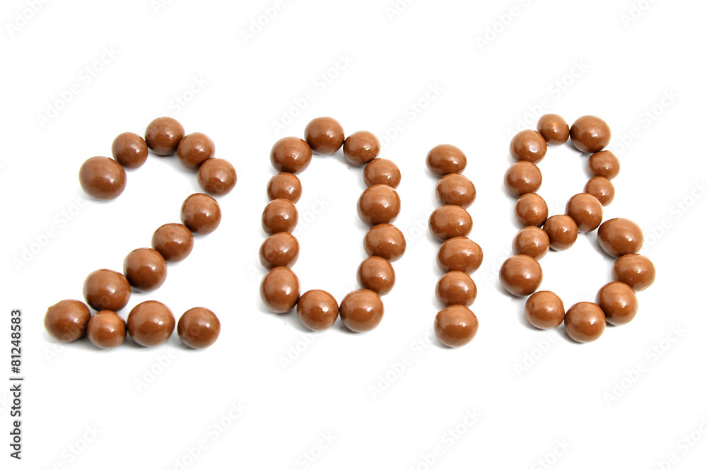 Image 2018 of sweet chocolate round on a white background. Image 2018 of sweet chocolate round on a white background.