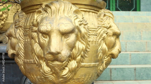 Wallpaper Mural DAMBULLA, SRI LANKA - FEBRUARY 2014: Tracking shot of decorative golden lion vase at Golden Temple of Dambulla, a World Heritage Site in Sri Lanka. Torontodigital.ca