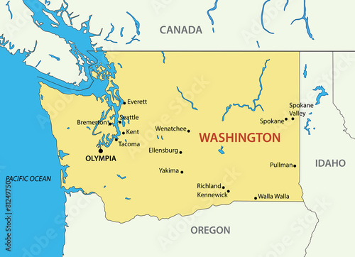 Washington (state) - vector map photo