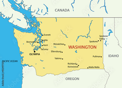 Washington (state) - vector map