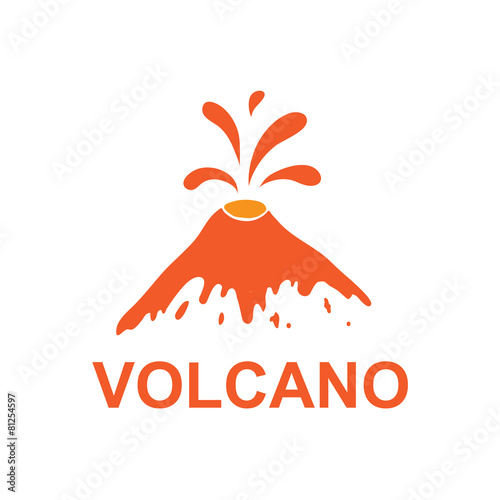 eruption of a volcano, vector logo