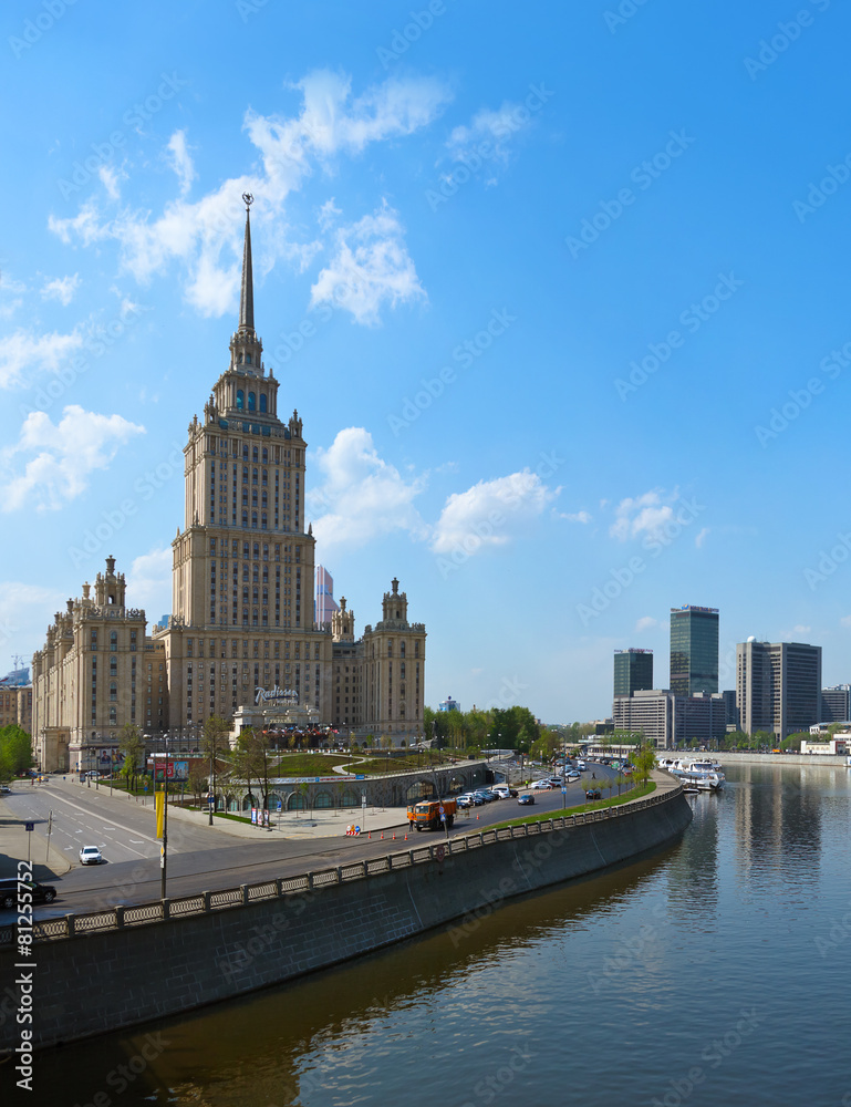 MOSCOW, RUSSIA - MAY 01: Stalin's famous skyscraper Hotel Ukrain