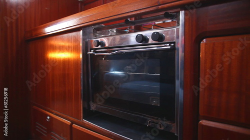 pendular oven in cabin of sail boat