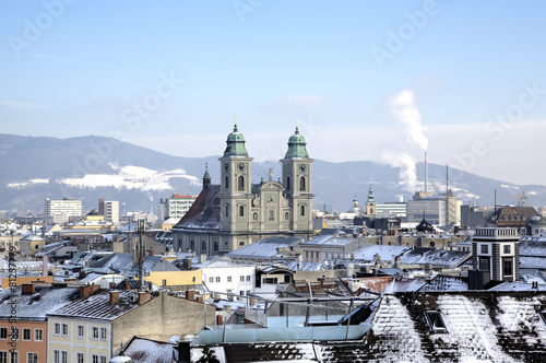 Cityscape of Linz from Linzer Schloss. Linz, Austria photo