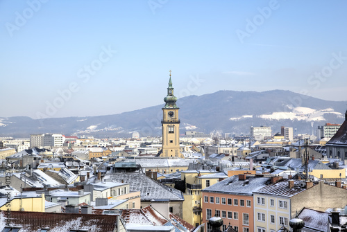 Obraz na płótnie Cityscape of Linz from Linzer Schloss. Linz, Austria w salonie