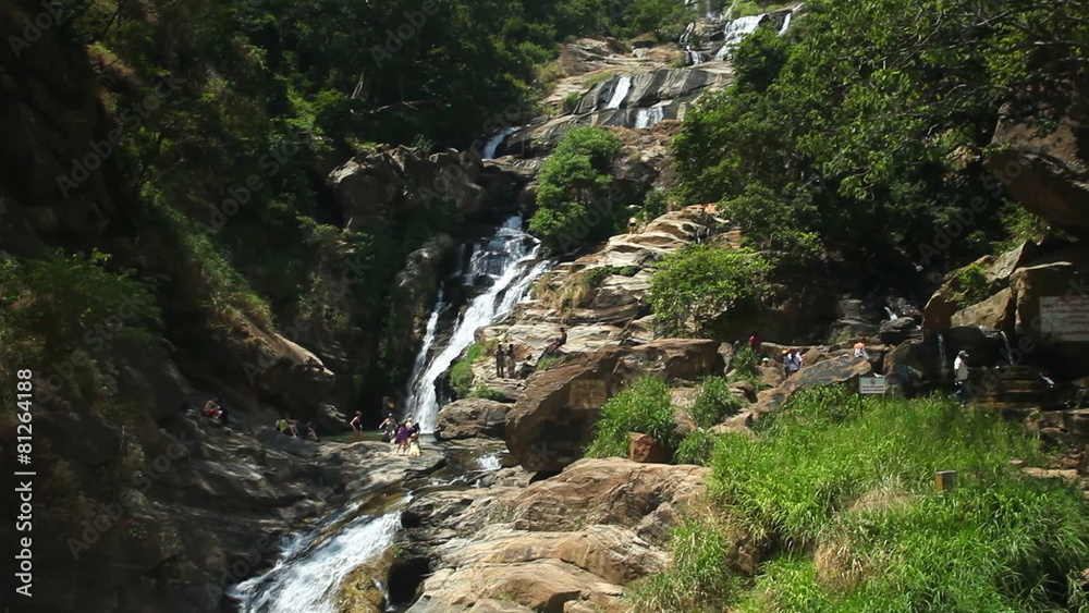ELLA, SRI LANKA - MARCH 2014: View of the Ravana Falls in Ella. It currently ranks as one of the widest falls in the country.