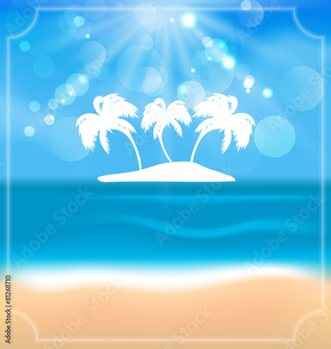 Holiday summer card with beautiful beach and palms